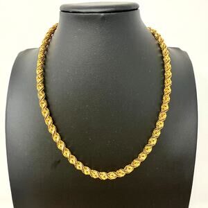 Vintage Signed Napier Gold Tone HEAVY ROPE Twist Chain Necklace 18”